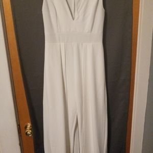 White womens jumpsuit with cape